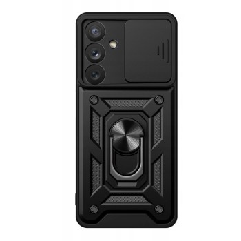 Husa telefon compatibila Samsung Galaxy A15, Slide & Snap Premium, Magnetic Ring Holder, Negru