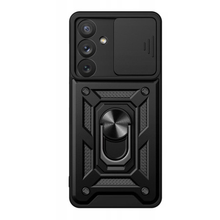 Husa telefon compatibila Samsung Galaxy A15, Slide & Snap Premium, Magnetic Ring Holder, Negru