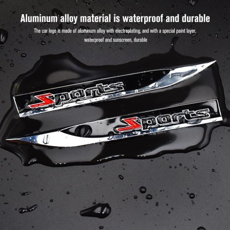 Set 2 Embleme Auto Metalice SPORTS 3D – Reliefate, Autoadezive, 14.6 x 1.8 cm, Montaj Rapid, Design Sport