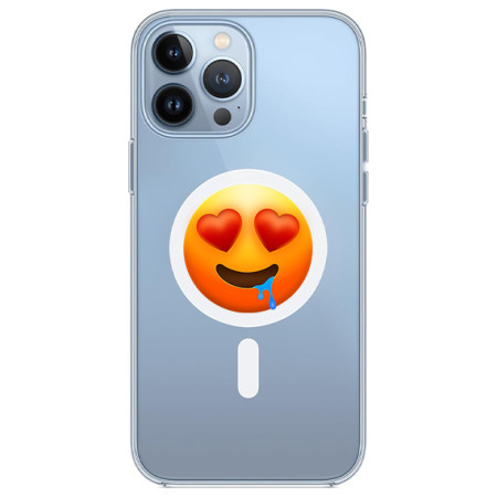 Husa personalizata Apple iPhone 15 Pro Max, MagSafe, Drooling Face With Heart Eyes