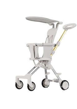 Cărucior Compact Reversibil AirLite, Pliabil cu Parasolar, Cadru Aluminiu, 4 Roți, Alb, 1-3 Ani, 52 x 42 x 90 cm