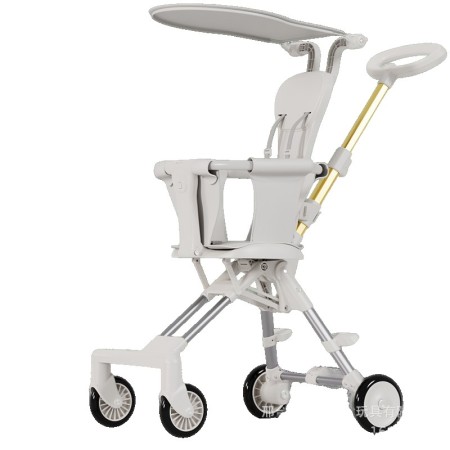 Cărucior Compact Reversibil AirLite, Pliabil cu Parasolar, Cadru Aluminiu, 4 Roți, Alb, 1-3 Ani, 52 x 42 x 90 cm