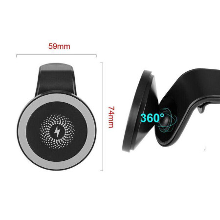  Suport telefon pentru auto cu incarcare Wireless HTPMAG, fixare in grila de ventilatie, Universal compatibil Android si IOS, wireless charger auto 