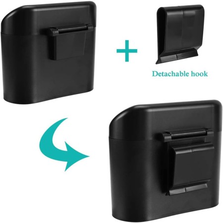 Cos de gunoi auto, compact, cu prindere pe usa sau scaun, capac clic, 17 x 9 x 9 cm, Negru