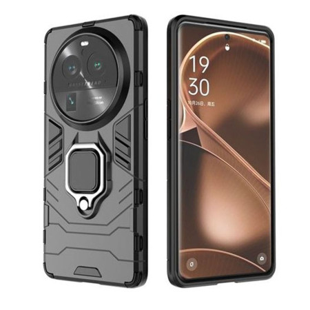 Husa Antisoc Armor compatibila Oppo Find X6, Ring-H Defender, Inel rotativ 360 grade, Magnet suport auto incorporat, TPU si PC, Black