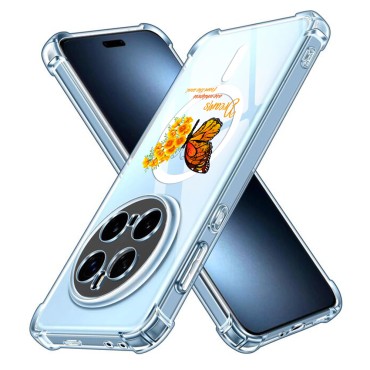 Husa Antisoc pentru Honor Magic7 Pro - AirBag Magsafe, Colțuri Ranforsate- Butterfly Galben 