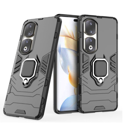 Husa Antisoc Armor compatibila Honor 90 Pro, Ring-H Defender, Inel rotativ 360 grade, Magnet suport auto incorporat, TPU si PC, Black