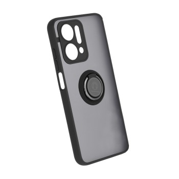 Husa telefon compatibila Honor X7a, Glinth Magnet Auto si Inel Rotativ, Negru