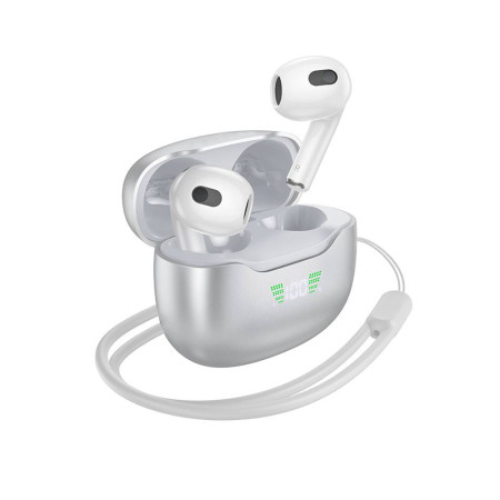 Casti Adio Wireless sterio cu Bluetooth BW40, Compatibile cu IOS & Android, Master Slave, Cu Snur, Argintiu