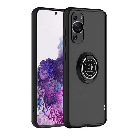 Husa telefon compatibila Huawei P60, Glinth Magnet Auto si Inel Rotativ, Negru