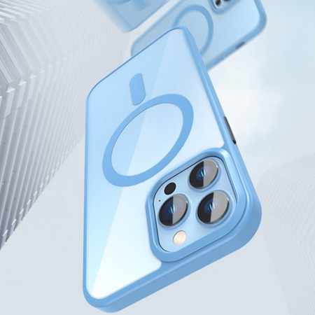 Husa Magsafe compatibila Apple iPhone 15 Pro Max, Inductie Magnetica, Profesionala, Blue