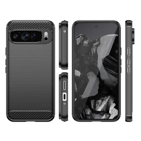 Husa Carbon compatibila Google Pixel 9 Pro, Tech Protects, Negru