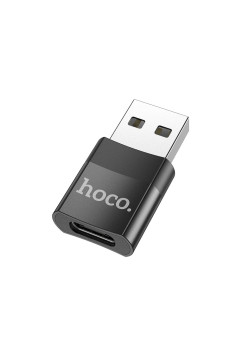 Adaptor Hoco UA17 USB male la Type-C female negru