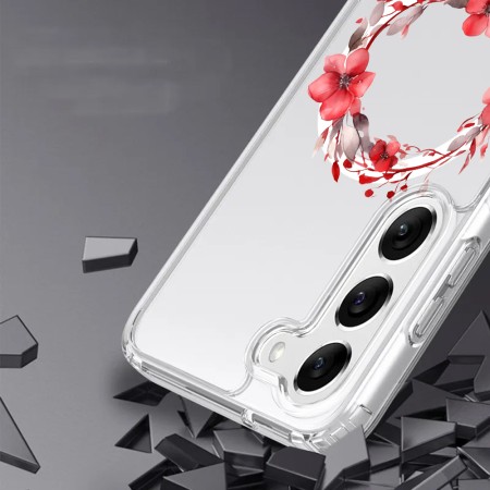 Husa pentru Samsung Galaxy A16, Atasare Magnetica, MagSafe, Pink Wreath 19, Clear