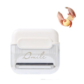 Decojitor Manual pentru Legume și Fructe, Portabil cu Magnet, Lamă Dublă din Inox, Design Compact, Alb, 6.7x6x1.6 cm