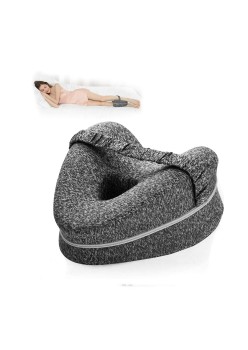 Pernă Ortopedică pentru Picioare, Design Anatomic în Formă de Inimă, Spumă cu Memorie, Curea Anti-Cădere, 25x23x13 cm, Gri