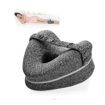 Pernă Ortopedică pentru Picioare, Design Anatomic în Formă de Inimă, Spumă cu Memorie, Curea Anti-Cădere, 25x23x13 cm, Gri