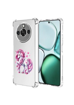Husa Antisoc pentru Honor X9c Smart, AirBag, Pink Unicorn, Clear 