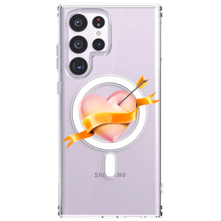 Husa personalizata Samsung Galaxy S23 Ultra, MagSafe Atasare Magnetica, Pink Heart