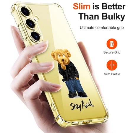 Husa Antisoc pentru Samsung Galaxy S25 Plus, AirBag PRO, Clear, Stay Real