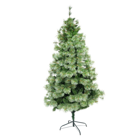 Brad artificial tip pin de Craciun, inaltime 180 cm, pentru interior/exterior, 626 ramuri, suport metalic inclus, Verde