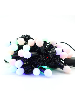 Instalatie Brad de Craciun RGRB, 10 m din care 1m prelungitor, 220V, 40 LED, Interconectabila, Fir Negru, Multicolor