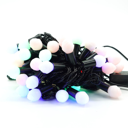 Instalatie Brad de Craciun RGRB, 10 m din care 1m prelungitor, 220V, 40 LED, Interconectabila, Fir Negru, Multicolor