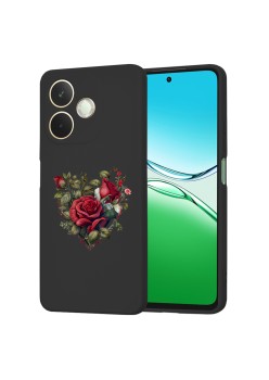 Husa pentru Oppo A5 Pro 4G / A5 Pro 5G, Microfibra in interior, Catifea Matt, DC 1, Negru, Heart