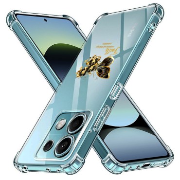 Husa Antisoc pentru Xiaomi Redmi Note 14S - AirBag TPU, Colțuri Ranforsate- Butterfly Auriu 