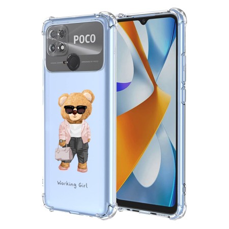 Husa Antisoc pentru Xiaomi Poco C40, AirBag PRO, Clear, Working Girl