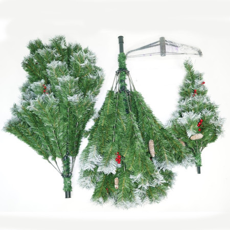 Brad artificial decorat cu conuri pin nins de Craciun 1.8m, interior/exterior, 760 ramuri, suport metalic inclus, Verde