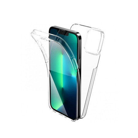 Husa 360 compatibila Apple iPhone 15 Plus, Full Body, Fata Spate, Transparent