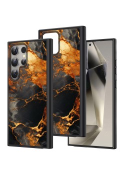 Husă pentru Samsung Galaxy S25 Ultra, Marble DC, Protecție Cameră, Antișoc, Design Slim, Negru - Aramiu