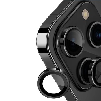 Folie Camera Foto compatibila Apple Iphone 15 Pro, 9H Anti Explozie Securizata, Space Black