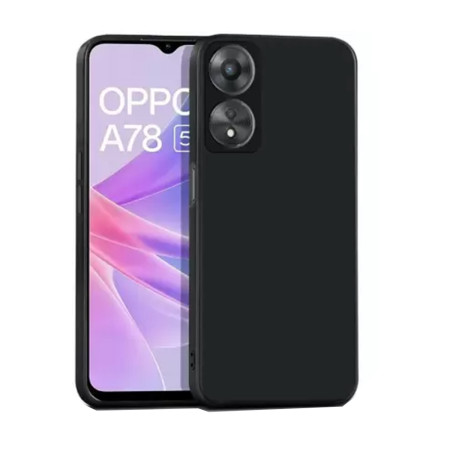 Husa Silicon compatibila Oppo A78 4G, Soft Matt, Protectie Camera Foto, Negru