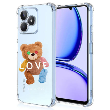 Husa Antisoc pentru Realme C51, AirBag Love Is Colorful, Clear