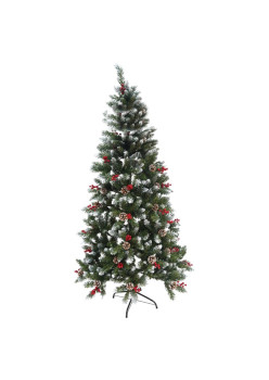 Brad Artificial Decorat de Craciun Sectionat pentru Perete/ Colt, 2.10 m, Diametru Inferior 106 cm, Interior/ Exterior, Verde