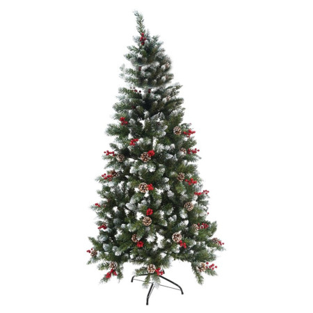 Brad Artificial Decorat de Craciun Sectionat pentru Perete/ Colt, 2.10 m, Diametru Inferior 106 cm, Interior/ Exterior, Verde