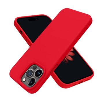 Husa Silicon Apple iPhone 15 Pro, Soft Matt, Protectie Camera Foto, Rosu