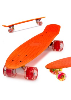 Skateboard Penny Board pentru Copii, Roti din Cauciuc cu LED, Design Ușor, Greutate Maximă 60kg, Orange