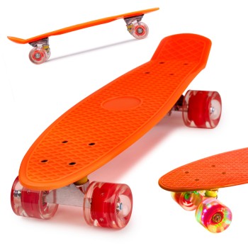 Skateboard Penny Board pentru Copii, Roti din Cauciuc cu LED, Design Ușor, Greutate Maximă 60kg, Orange