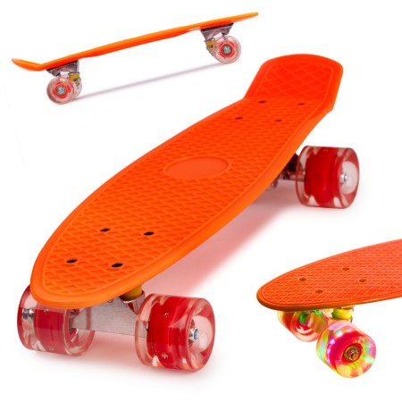 Skateboard Penny Board pentru Copii, Roti din Cauciuc cu LED, Design Ușor, Greutate Maximă 60kg, Orange