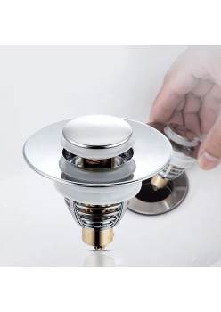 Dop scurgere chiuveta, universal, deschidere cu click, material oțel, diametru exterior 62 mm, culoare Argintiu