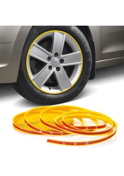 Inele de protectie si decor jante, adezive, din plastic flexibil - GALBEN
