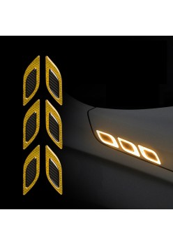 Set 2 stickere reflectorizante DIAMOND cu insertie Carbon 5D, culoare Galbena