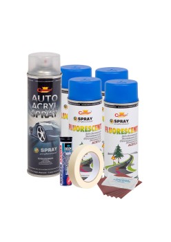 Kit complet reparatie si vopsire jante culoare Albastru Fluorescent, V4