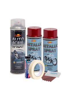 Kit complet reparatie si vopsire jante culoare Rosu Burgundy Metalizat, V2