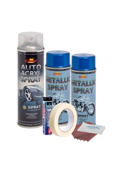 Kit complet reparatie si vopsire jante culoare Albastru Metalizat, V2