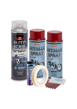 Kit complet reparatie si vopsire jante culoare Rosu Burgundy Metalizat, V2