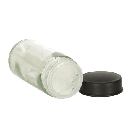 Organizator Condimente cu 18 Borcane si Suport Rotativ, Negru Mat, Sticla + Plastic, 34.5x26x22.5 cm